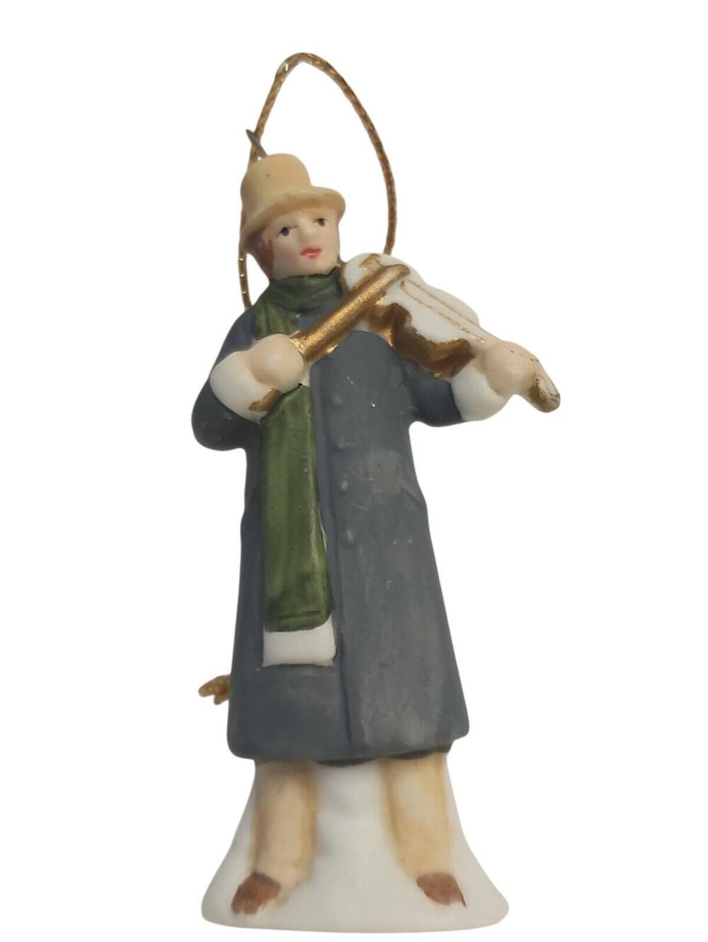 Russ Berrie A Victorian Christmas Porcelain Ornament Man with Violin 4999 1980's